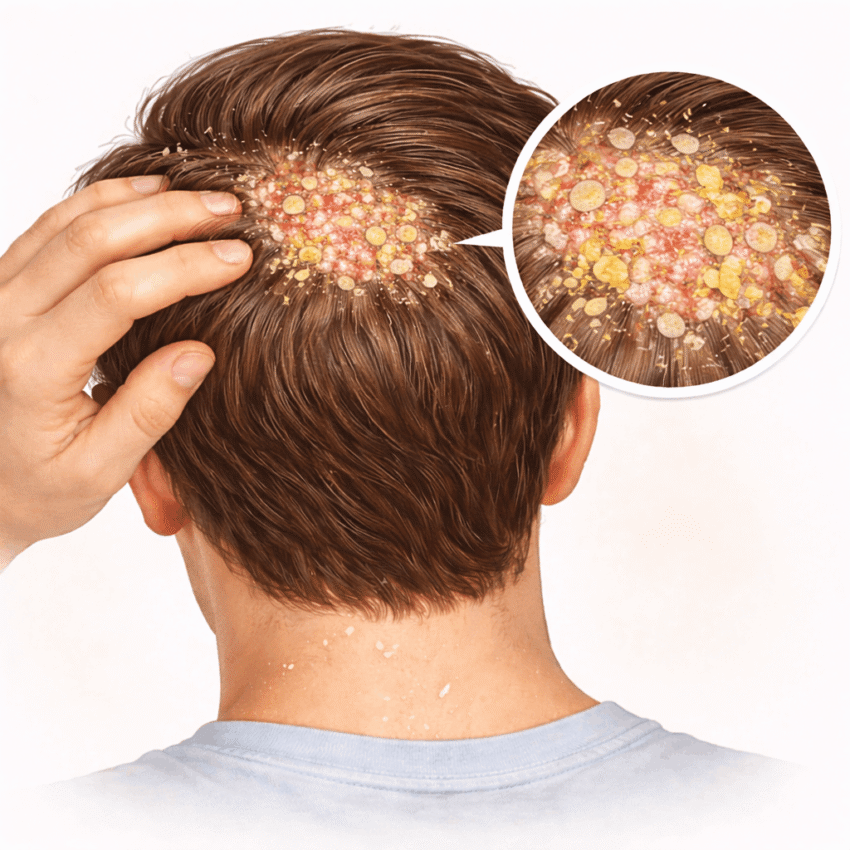 Which symptom is commonly associated with dandruff?