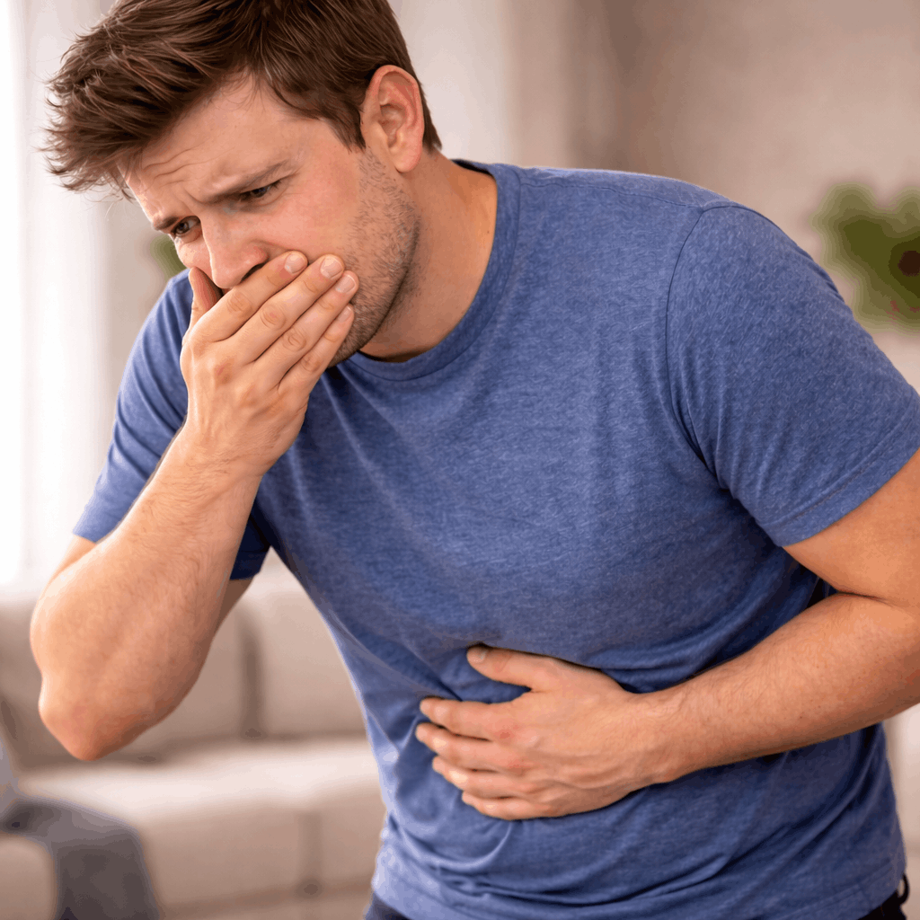 Welches Symptom kann zusammen mit Durchfall auftreten?