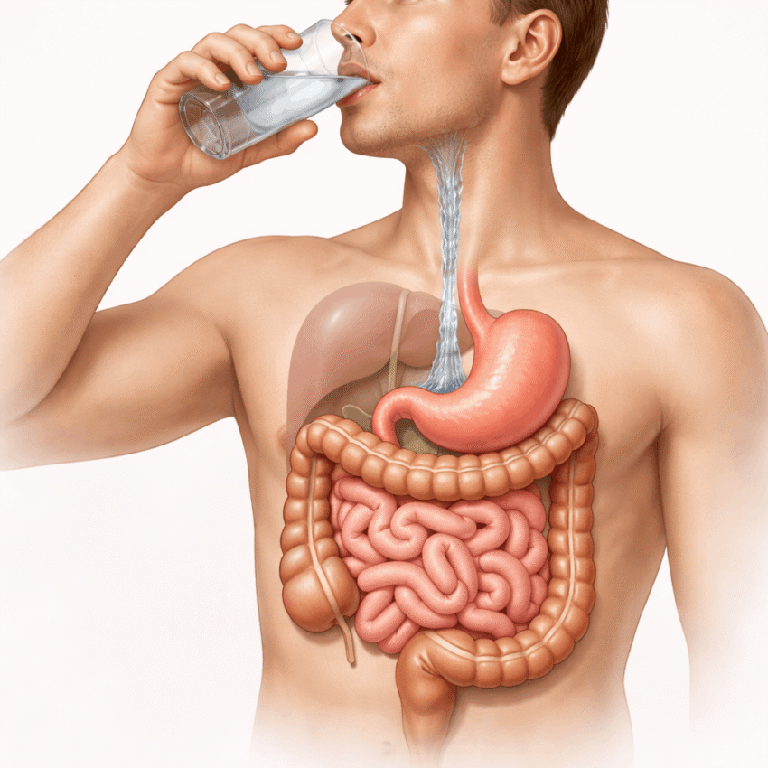 Drinking enough water helps soften stool and makes bowel movements easier.