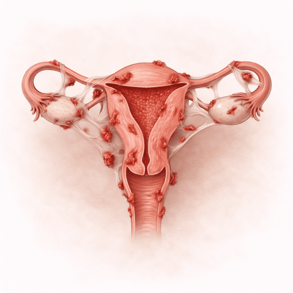 Die Schmerzen bei Endometriose können auch außerhalb der Menstruationsperiode anhalten.
