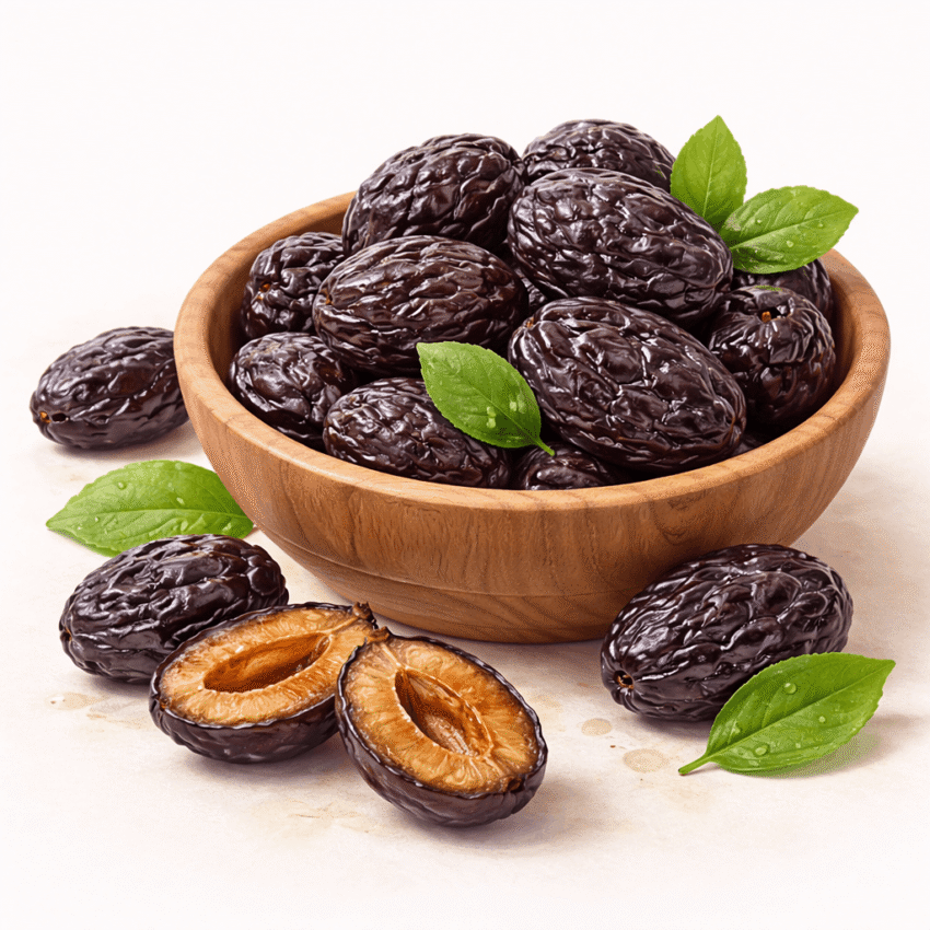 Which food is known to act as a natural laxative due to its sorbitol content?