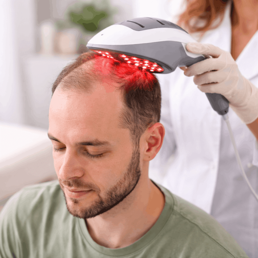 Which non-surgical option uses light energy to stimulate hair follicles?