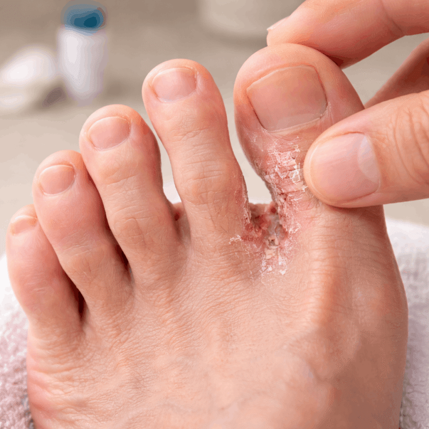 Athlete’s foot and toenail fungus are both caused by fungi that thrive in warm, moist environments.