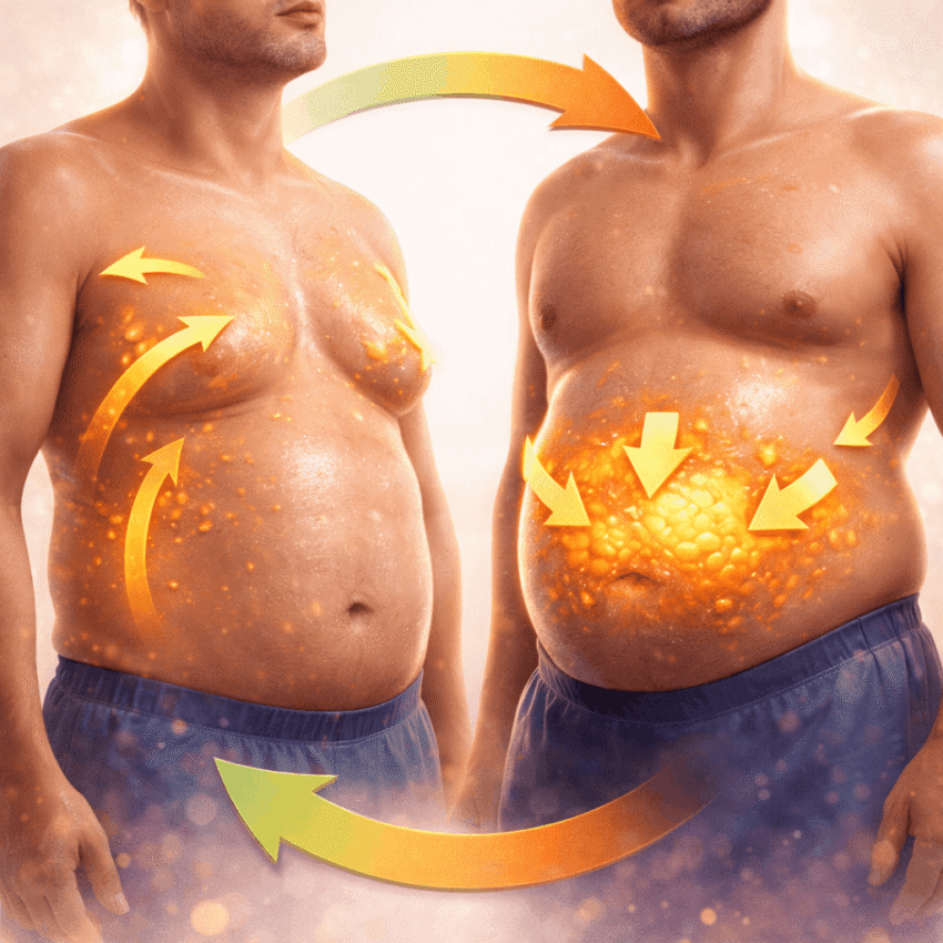 Which effect of testosterone contributes to a more masculine or androgynous body shape?