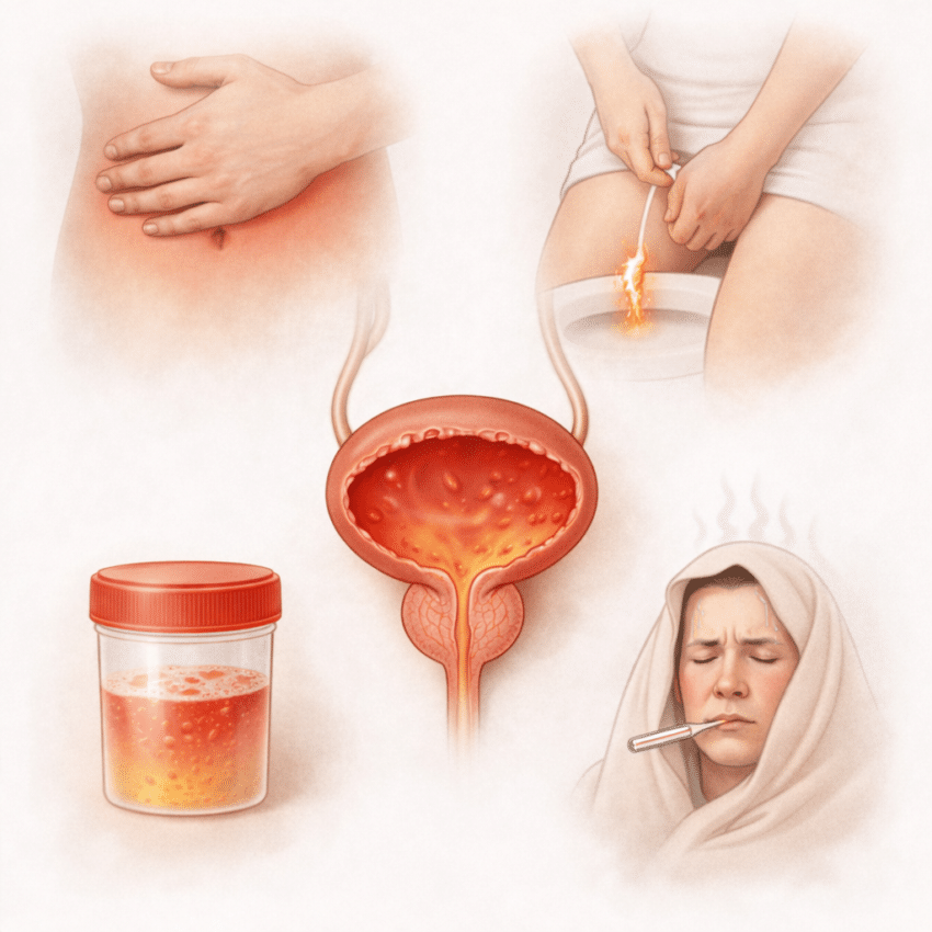 Which symptom is commonly associated with a bladder infection?